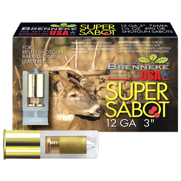Brenneke SL123SUS SuperSabot  12Gauge 3" 1 1/8oz Sabot Slug Shot 5 Per Box/50 Case