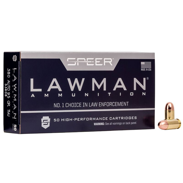 Speer 53608 Lawman  380ACP 95gr Total Metal Jacket 50 Per Box/20 Case