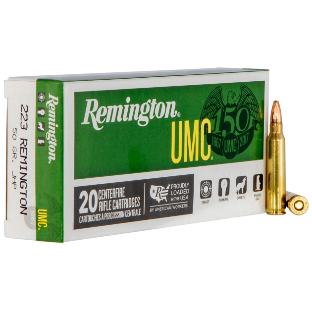 Remington Ammunition 23812 UMC  223Rem 50gr Jacketed Hollow Point 20 Per Box/10 Case