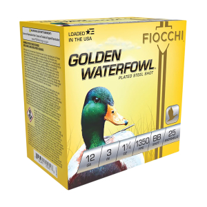 Fiocchi 123SGWBB Golden Waterfowl  12Gauge 3" 1 1/4oz BBShot 25 Per Box/10 Case