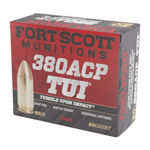 Fort Scott Munitions 380095SCV Tumble Upon Impact (TUI)  380ACP 95gr Solid Copper Spun 20 Per Box/25 Case
