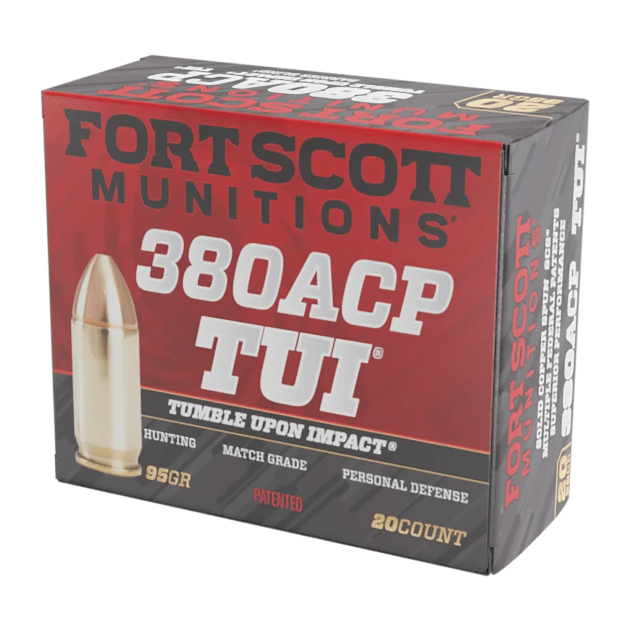 Fort Scott Munitions 380095SCV Tumble Upon Impact (TUI)  380ACP 95gr Solid Copper Spun 20 Per Box/25 Case
