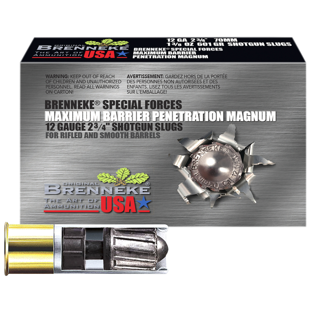 Brenneke SL122MBPM Special Forces Maximum Barrier Penetration Magnum 12Gauge 2.75" 1 3/8oz Slug Shot 5 Per Box/50 Case