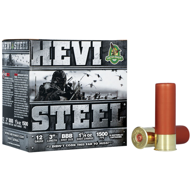 HEVI-Shot HS60888 HEVI-Steel  12Gauge 3" 1 1/4oz BBBShot 25 Per Box/10 Case