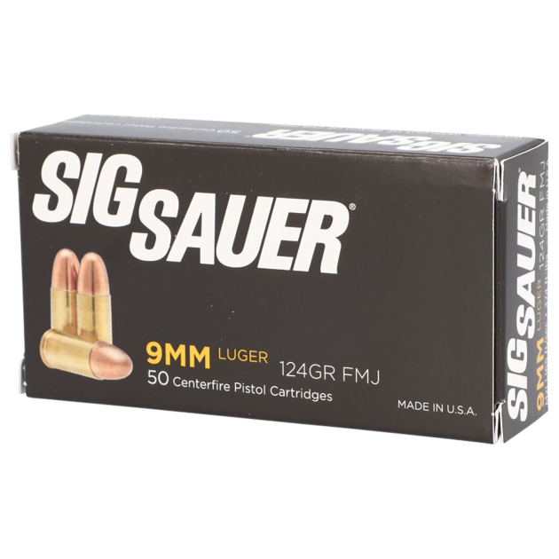 Sig Sauer E9MMB250 Elite Ball  9mmLuger 124gr Full Metal Jacket 50 Per Box/20 Case