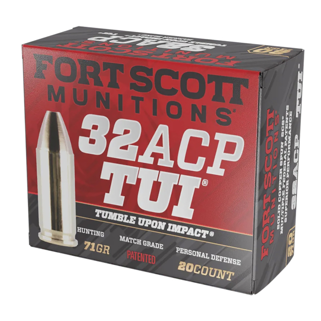 Fort Scott Munitions 32ACP71SCV Tumble Upon Impact (TUI)  32ACP 71gr Solid Copper Spun 20 Per Box/25 Case