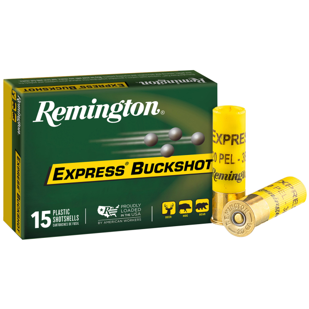 Remington Ammunition 26877 Express Buckshot 20Gauge 2.75" 3Buck Shot 15 Per Box/5 Case
