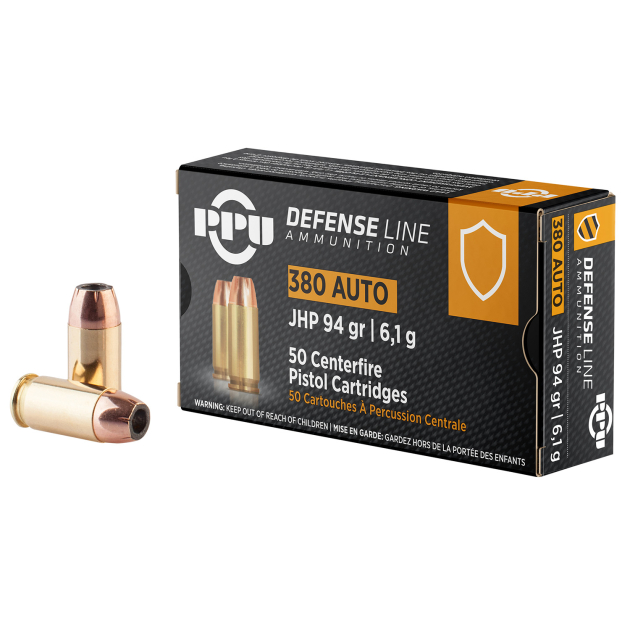PPU PPD380A Defense  380ACP 94gr Jacketed Hollow Point 50 Per Box/20 Case