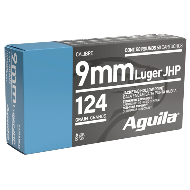 Aguila 1E092125 Personal Defense Handgun 9mm Luger 124gr Jacketed Hollow Point 50 Per Box/10 Case