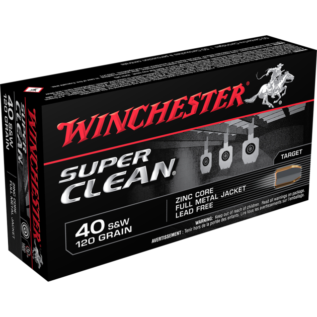 Winchester Ammo W40SWLF Super Clean  40S&W 120gr Lead Free Full Metal Jacket 50 Per Box/10 Case