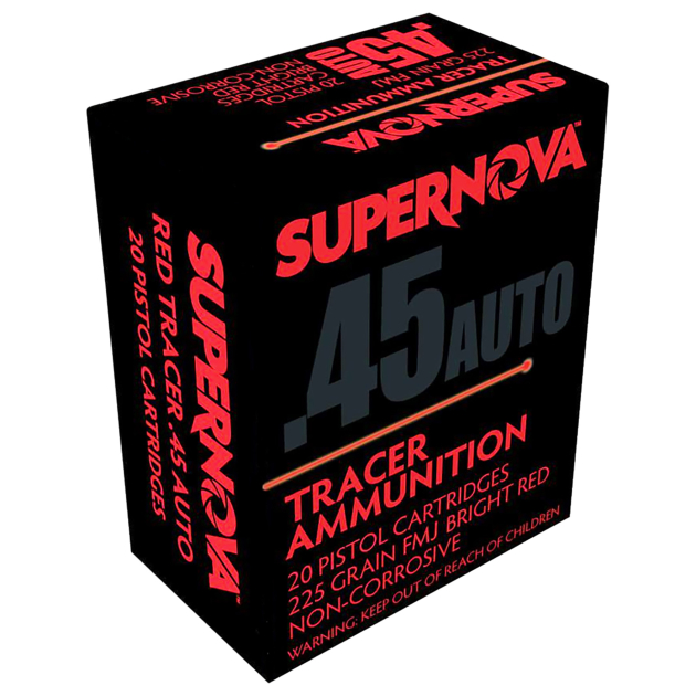 Supernova PMSN45ACR Red Tracer Non Corrosive 45ACP 225gr Full Metal Jacket 20 Per Box/50 Case
