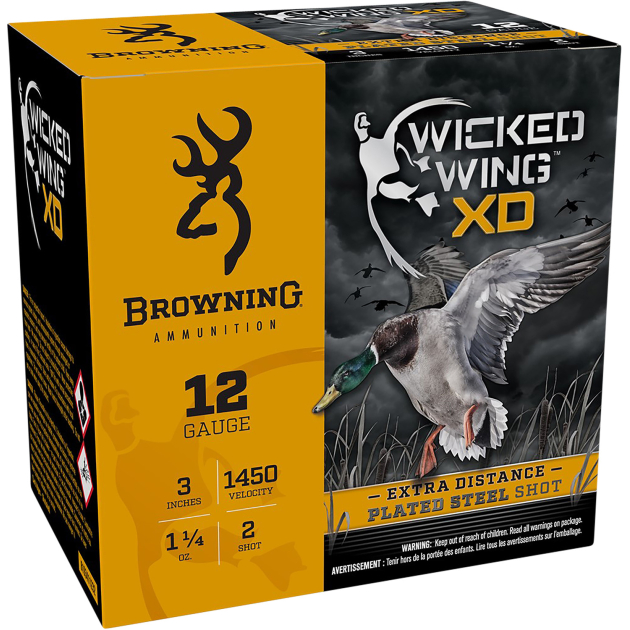 Browning Ammo B193411232 Wicked Wing XD  12Gauge 3" 1 1/4oz 2Shot 25 Per Box/10 Case