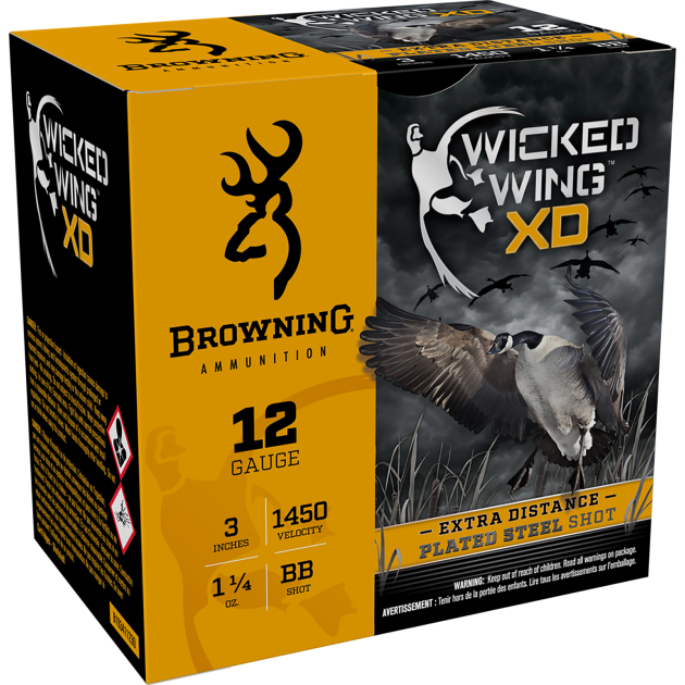 Browning Ammo B193411230 Wicked Wing XD  12Gauge 3" 1 1/4oz BBShot 25 Per Box/10 Case