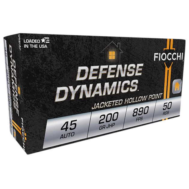 Fiocchi 45B500 Defense Dynamics  45ACP 200gr Jacketed Hollow Point 50 Per Box/10 Case