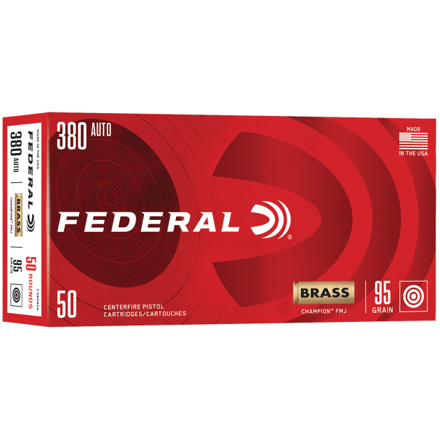 Federal C38095A Champion  380ACP 95gr Full Metal Jacket 50 Per Box/20 Case