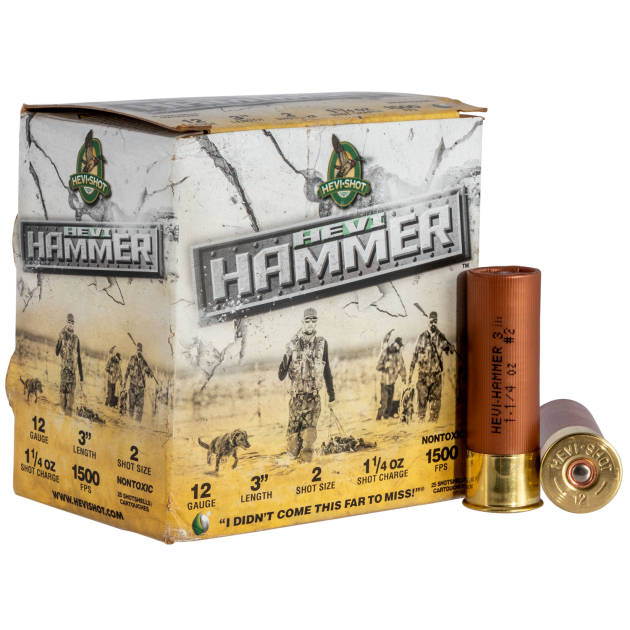 HEVI-Shot HS28002 HEVI-Hammer  12Gauge 3" 1 1/4oz 2Shot 25 Per Box/10 Case