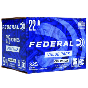 Federal 725 Champion Training Value Pack 22LR 36gr Copper Plated Hollow Point 325 Per Box/10 Case
