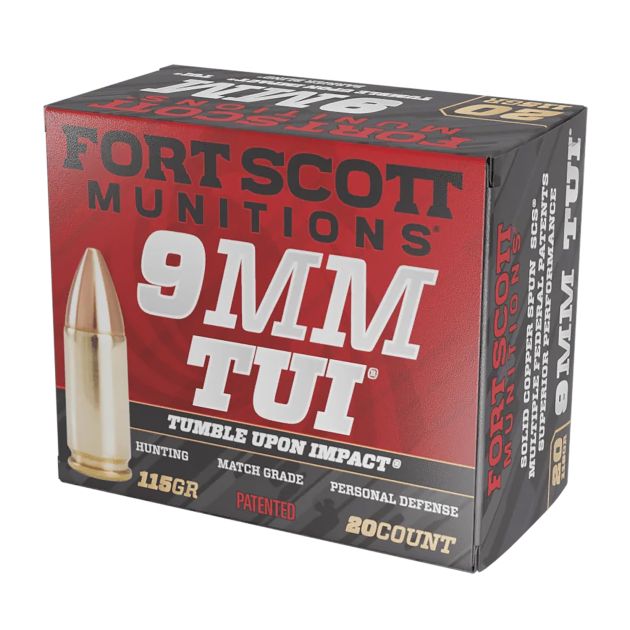 Fort Scott Munitions 9MM115SCV Tumble Upon Impact (TUI)  9mmLuger 115gr Solid Copper Spun 20 Per Box/25 Case