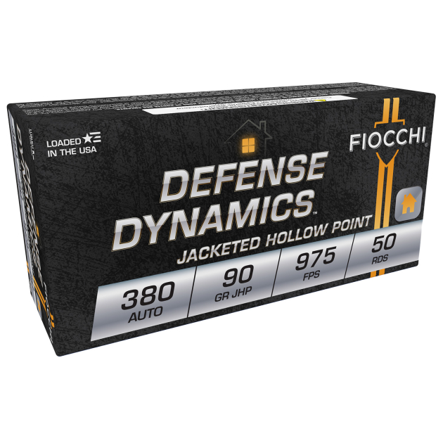 Fiocchi 380APHP Defense Dynamics  380ACP 90gr Jacketed Hollow Point 50 Per Box/20 Case