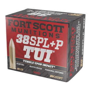 Fort Scott Munitions 38+P081SCV Tumble Upon Impact (TUI)  38Special+P 81gr Solid Copper Spun 20 Per Box/25 Case