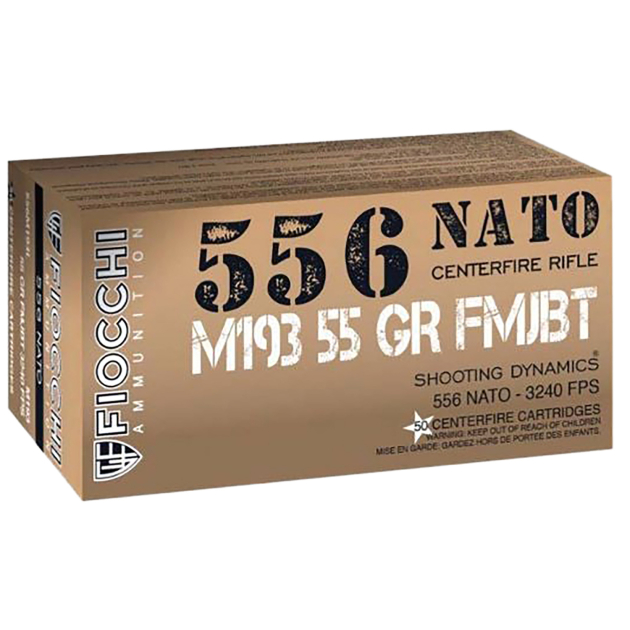 Fiocchi 556M193L   5.56NATO 55gr Full Metal Jacket Boat Tail 50 Per Box/20 Case