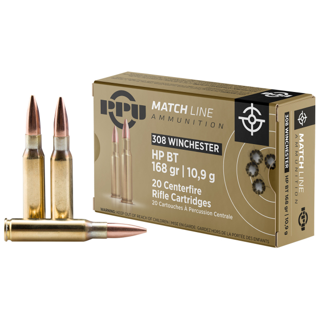 PPU PPM3082 Match  308Win 168gr Hollow Point Boat Tail 20 Per Box/10 Case