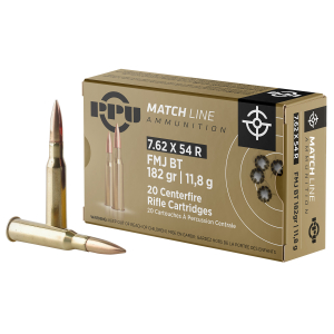 PPU PPM7 Match  7.62x54mmR 182gr Full Metal Jacket 20 Per Box/10 Case