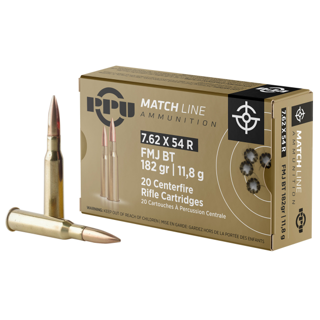 PPU PPM7 Match  7.62x54mmR 182gr Full Metal Jacket 20 Per Box/10 Case
