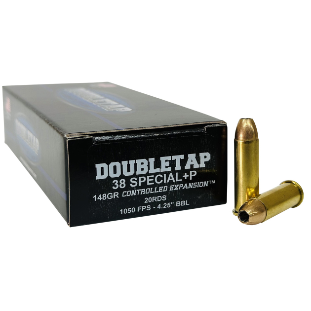 DoubleTap Ammunition 38SP148CE   38Special 148gr Controlled Expansion JHP 20 Per Box/50 Case