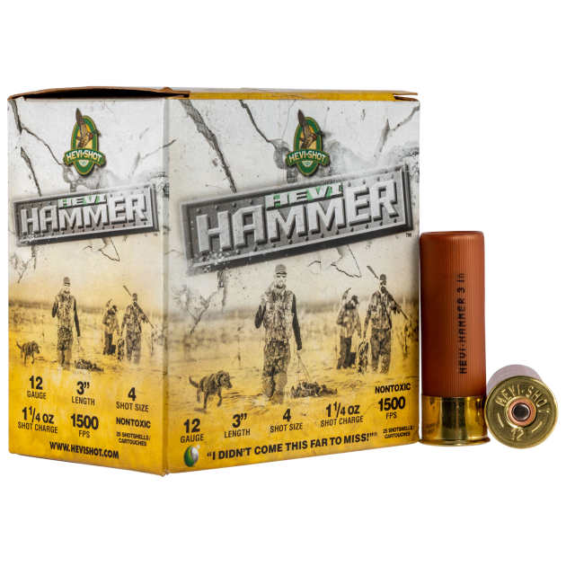 HEVI-Shot HS28004 HEVI-Hammer  12Gauge 3" 1 1/4oz 4Shot 25 Per Box/10 Case