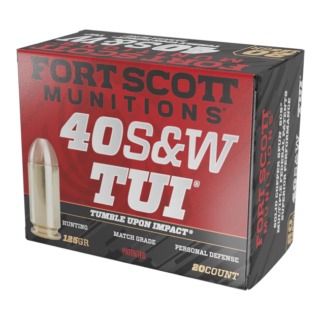 Fort Scott Munitions 400125SCV Tumble Upon Impact (TUI)  40S&W 125gr Solid Copper Spun 20 Per Box/25 Case