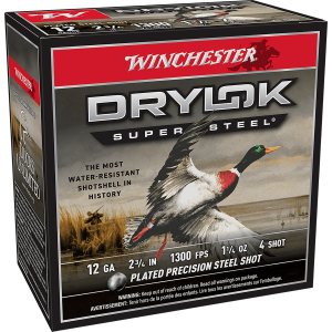 Winchester Ammo XSM124 Drylok Super Steel Magnum 12Gauge 2.75" 1 1/4oz 4Shot 25 Per Box/10 Case