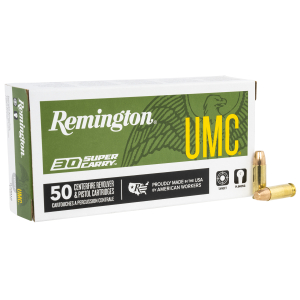 Remington Ammunition R20015 UMC  30SuperCarry 100gr Full Metal Jacket 50 Per Box/20 Case