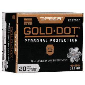 Speer 23970GD Gold Dot Personal Protection 40S&W 165gr Hollow Point 20 Per Box/10 Case