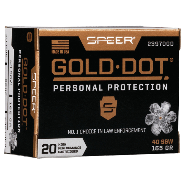 Speer 23970GD Gold Dot Personal Protection 40S&W 165gr Hollow Point 20 Per Box/10 Case