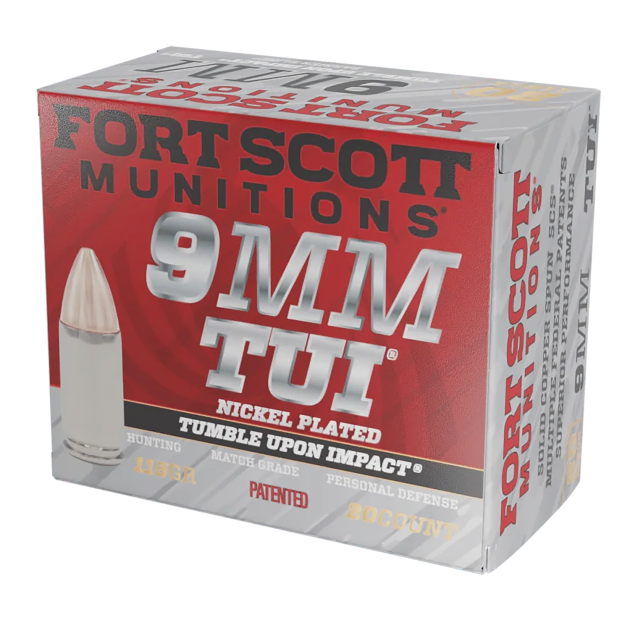 Fort Scott Munitions 9MM115SCVNIC Tumble Upon Impact (TUI)  9mmLuger 115gr Solid Copper Spun 20 Per Box/25 Case