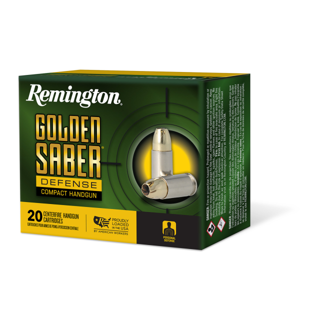 Remington Ammunition 27617 Golden Saber Defense 38Special+P 125gr Brass Jacketed Hollow Point 20 Per Box/25 Case