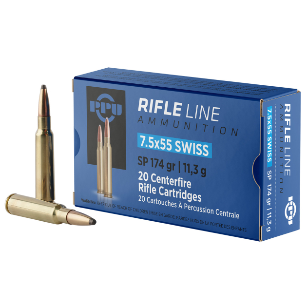 PPU PP7SS Metric Rifle  7.5x55mmSwiss 174gr Soft Point 20 Per Box/10 Case