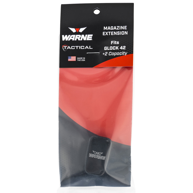 Warne MEG422BLK Magazine Extension  made of 6061-T6 Aluminum with Hardcoat Anodized Black Finish for Glock 42 Magazines (Adds 2rds)