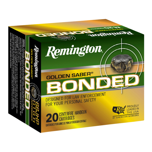 Remington Ammunition 29327 Golden Saber Bonded  45ACP 230gr Bonded Brass Jacketed Hollow Point 20 Per Box/25 Case