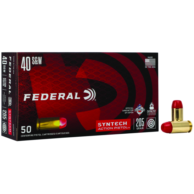 Federal AE40SJAP1 American Eagle Syntech Action Pistol  40S&W 205gr Total Syntech Jacket Flat Nose 50 Per Box/10 Case
