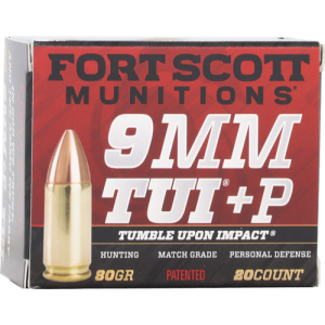 FORT SCOTT 9MM LUGER +P 80GR - TUI SOLID COPPER 20RD 25BX/CS