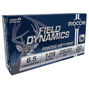 Fiocchi 65CMB Field Dynamics  6.5Creedmoor 129gr Pointed Soft Point 20 Per Box/10 Case