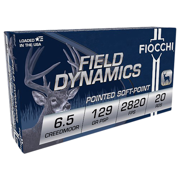Fiocchi 65CMB Field Dynamics  6.5Creedmoor 129gr Pointed Soft Point 20 Per Box/10 Case