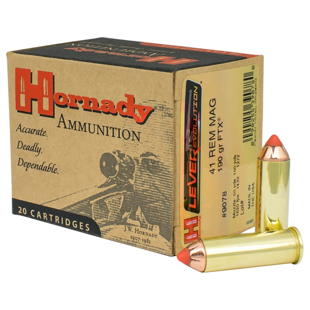 Hornady 9078 LEVERevolution  41RemMag 190gr Hornady Flex Tip eXpanding 20 Per Box/10 Case