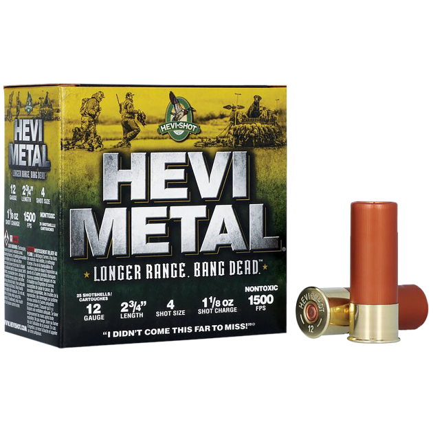 HEVI-Metal HS38704 HEVI-Metal Longer Range 12Gauge 2.75" 1 1/8oz 4Shot 25 Per Box/10 Case