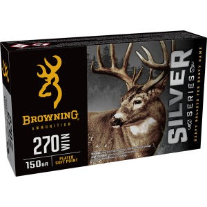 Browning Ammo B192602701  Silver 270Win 150gr Plated Soft Point 20 Per Box/10 Case