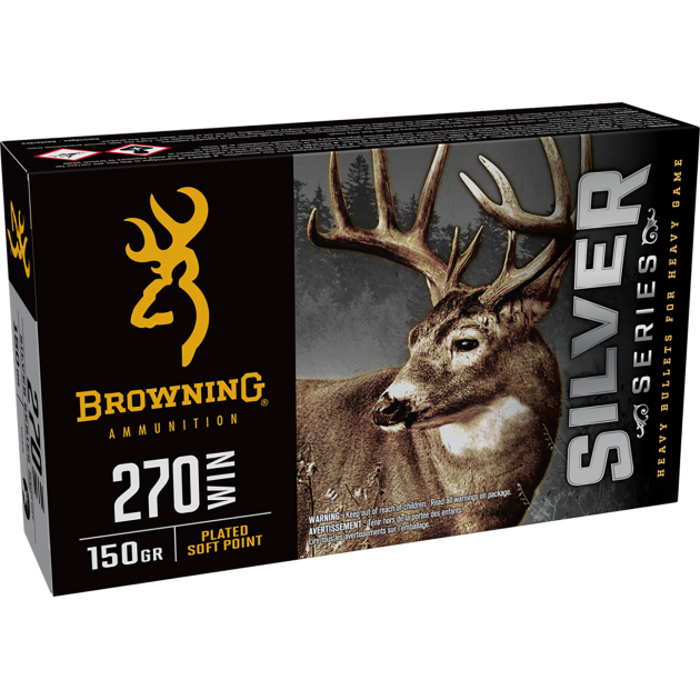 Browning Ammo B192602701  Silver 270Win 150gr Plated Soft Point 20 Per Box/10 Case