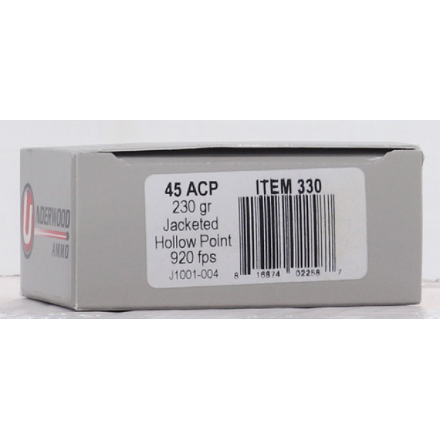 UNDERWOOD 45 ACP 230GR JHP - 20RD 10BX/CS