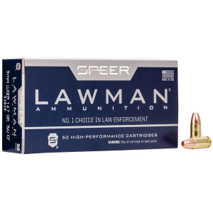 Speer 53826 Lawman Training Clean-Fire 9mmLuger 147gr Total Metal Jacket Flat Nose 50 Per Box/20 Case